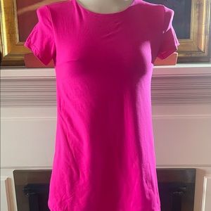 Susana Monaco size small hot pink t-shirt A-line dress with tiered hem